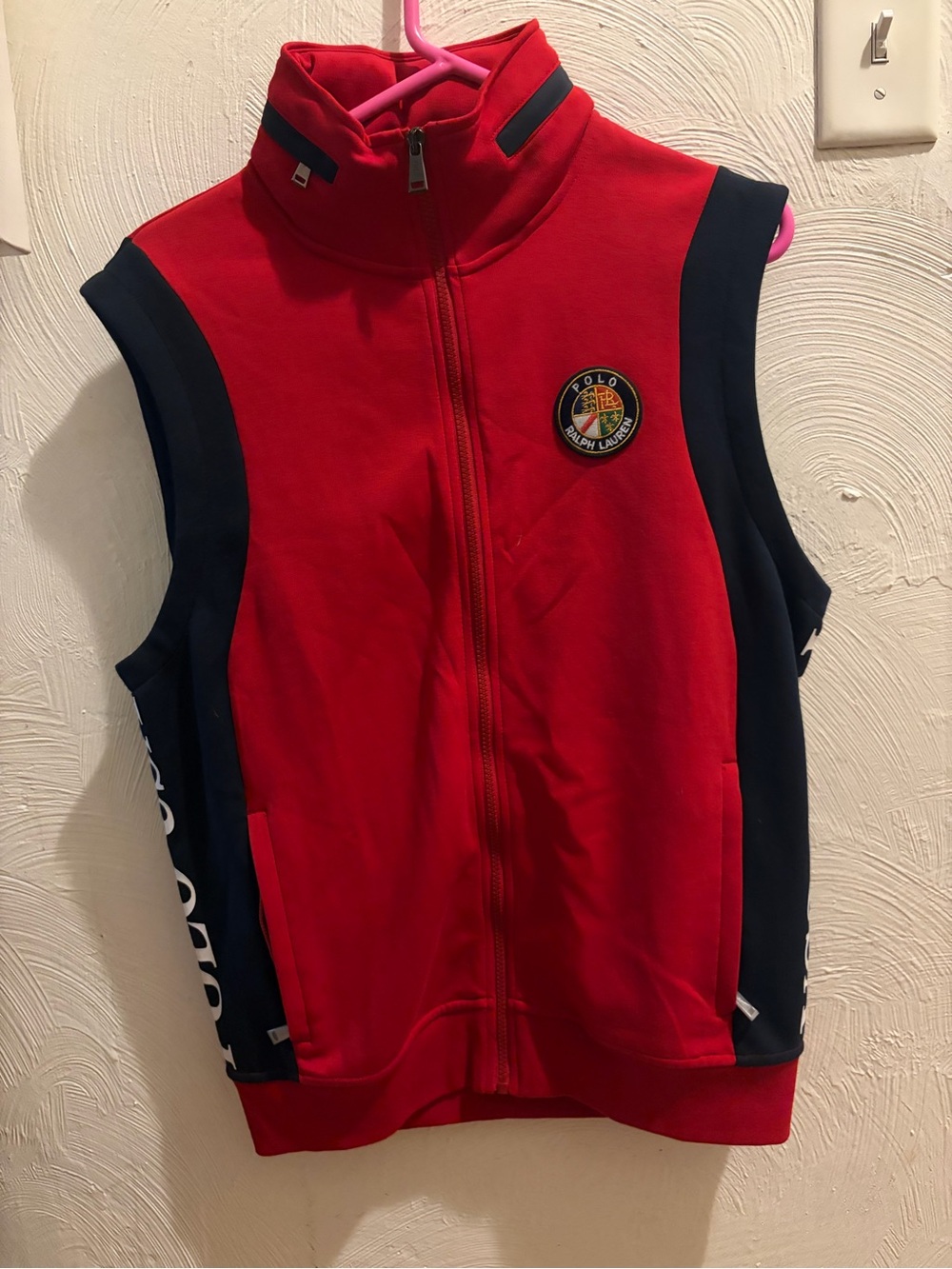 Ralph Lauren Red and Navy Zip-Front Athletic Vest